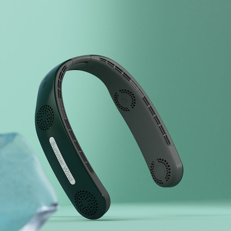 Ventilador eléctrico para colgar al cuello sin hojas, plegable, USB, para deportes al aire libre, Lazy Mute