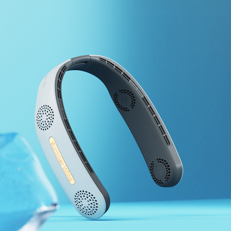 Ventilador eléctrico para colgar al cuello sin hojas, plegable, USB, para deportes al aire libre, Lazy Mute