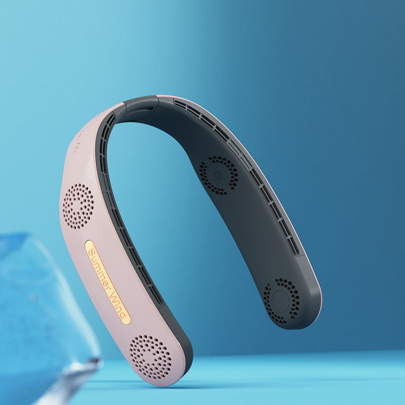 Ventilador eléctrico para colgar al cuello sin hojas, plegable, USB, para deportes al aire libre, Lazy Mute